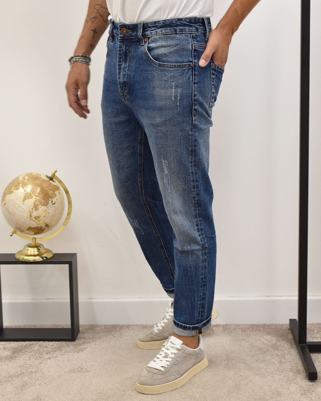 jeans carrot lav.med c/abrasioni GIANNI LUPO GL6381Q