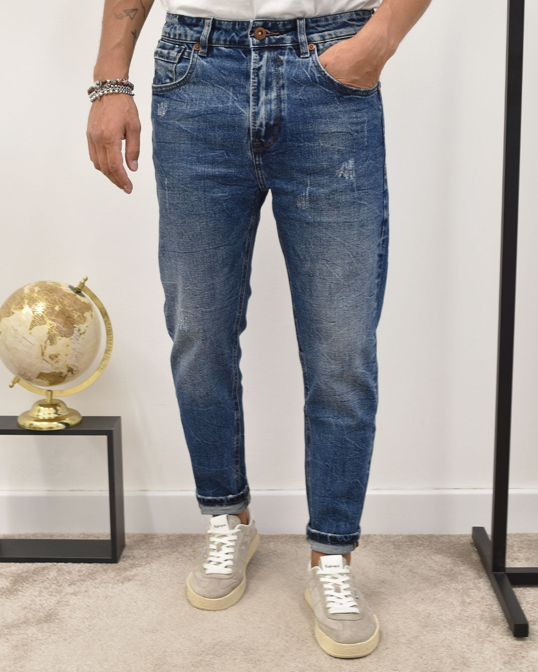 jeans carrot c/baffature lav.med GIANNI LUPO GL6310Q-F25