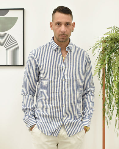 cam lino righe colletto OVERD-D OC1S2S5C11