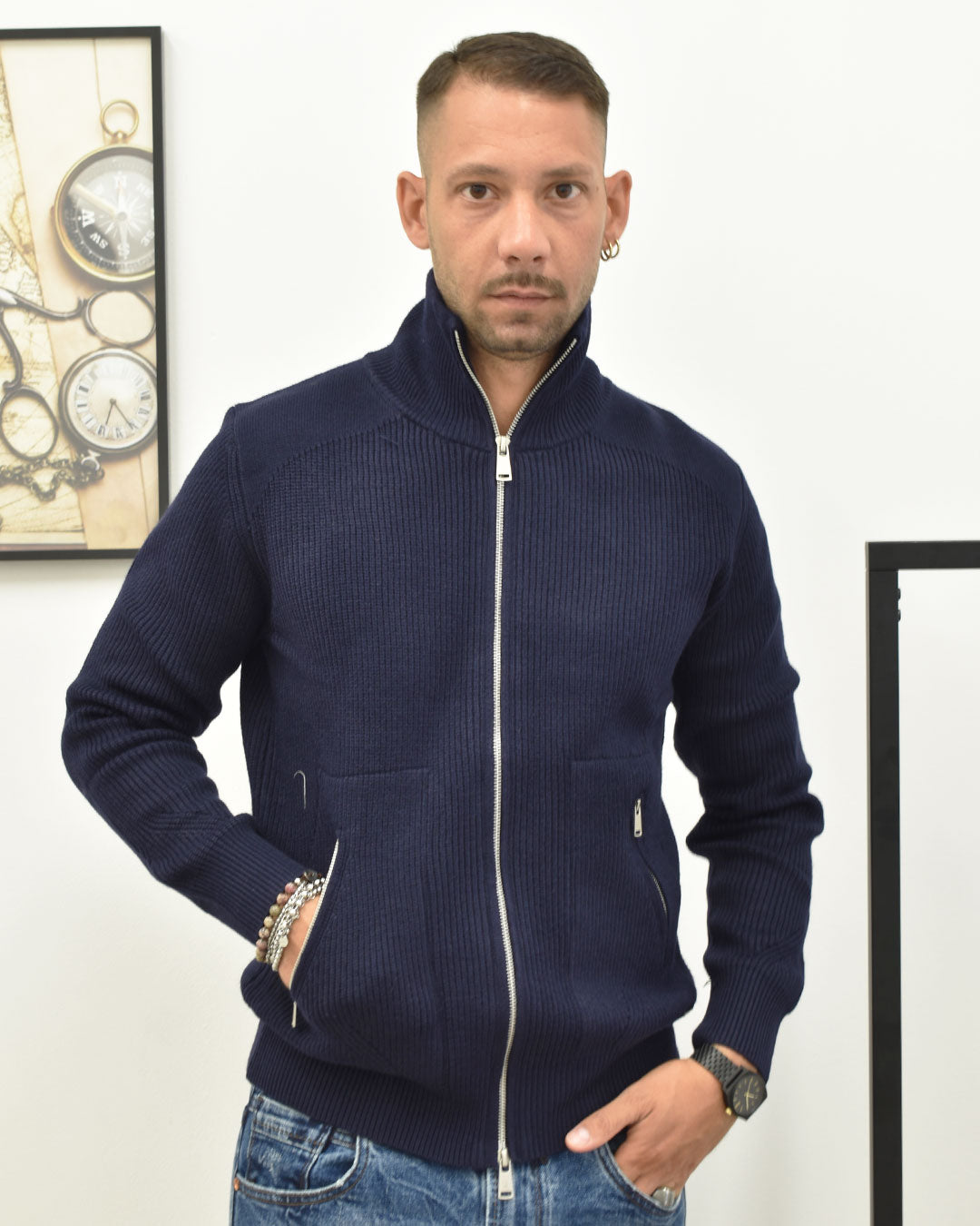 cardigan zip collo lupetto GIANNI LUPO GL35051-F25