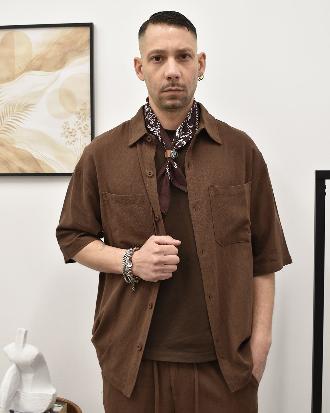 long shirt s/s linen comb.trousers IMPERIAL C89793XY13 – Duo be different
