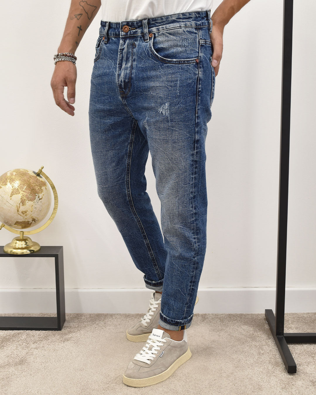 jeans carrot c/baffature lav.med GIANNI LUPO GL6310Q-F25
