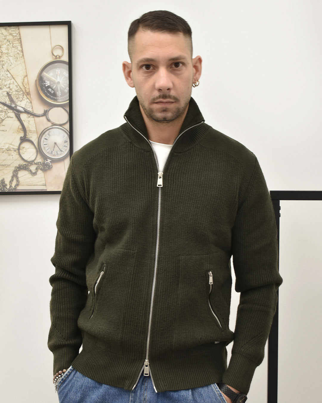 cardigan zip collo lupetto GIANNI LUPO GL35051-F25